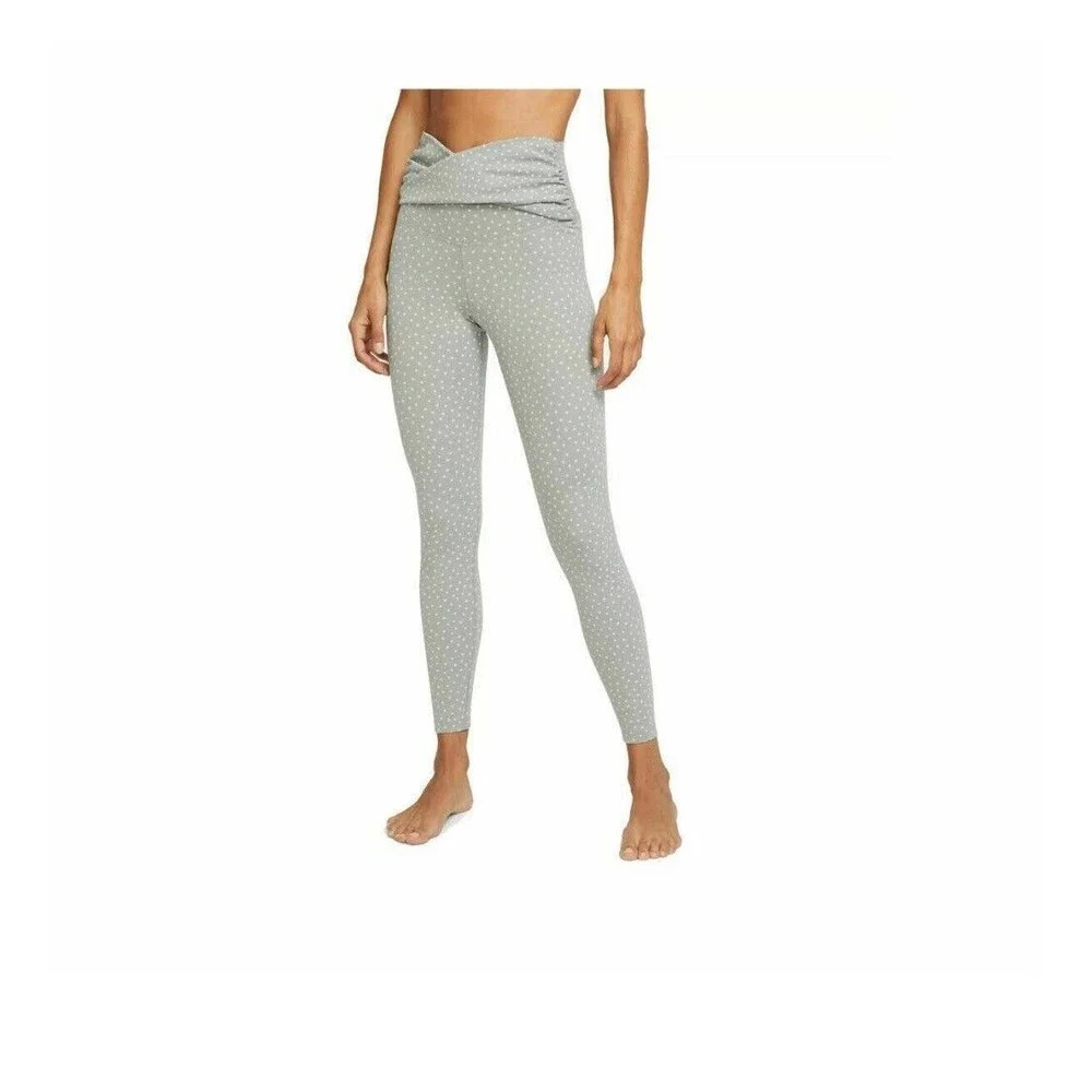 Nike Leggings Womens Small Gray White Yoga Dots Twist 7/8 Capri Athleisure